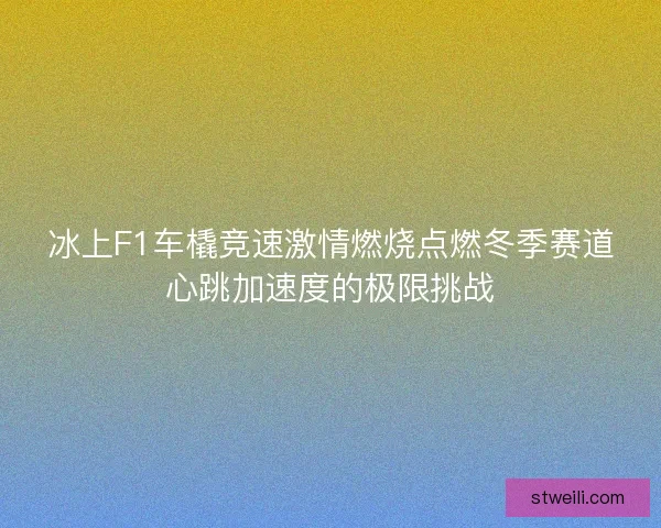 冰上F1车橇竞速激情燃烧点燃冬季赛道心跳加速度的极限挑战 冰上F1车橇竞速激情燃烧点燃冬季赛道心跳加速度的极限挑战