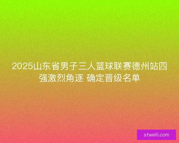 2025山东省男子三人篮球联赛德州站四强激烈角逐 确定晋级名单 2025山东省男子三人篮球联赛德州站四强激烈角逐 确定晋级名单