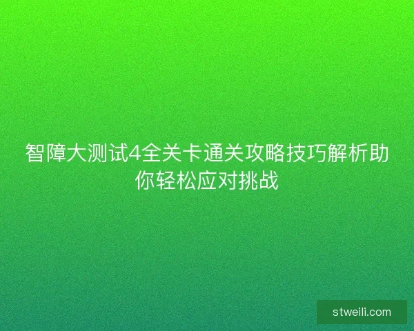 智障大测试4全关卡通关攻略技巧解析助你轻松应对挑战 智障大测试4全关卡通关攻略技巧解析助你轻松应对挑战